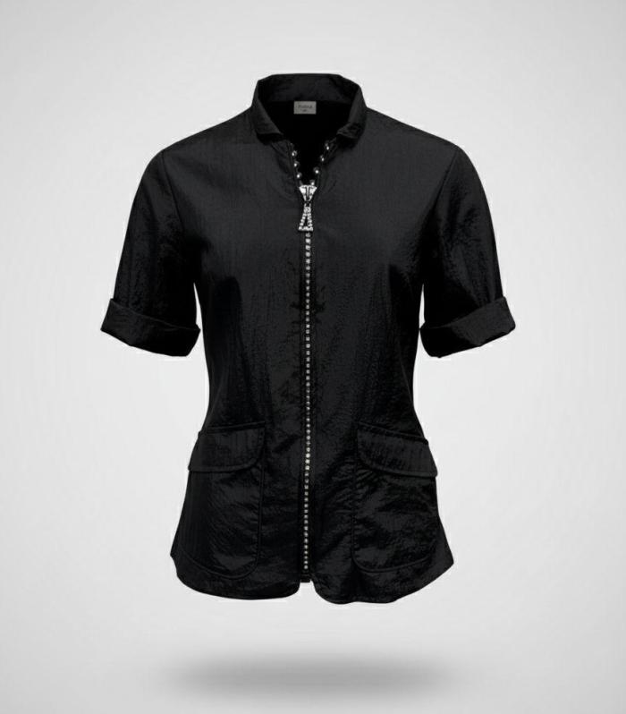 Rhinestone Zip Contrast Jacket